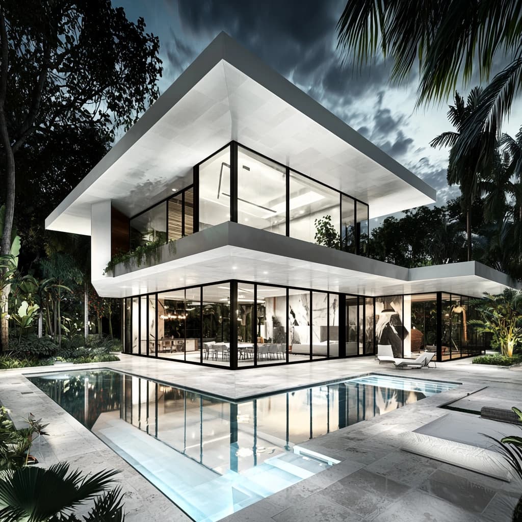Modern wooden house facade