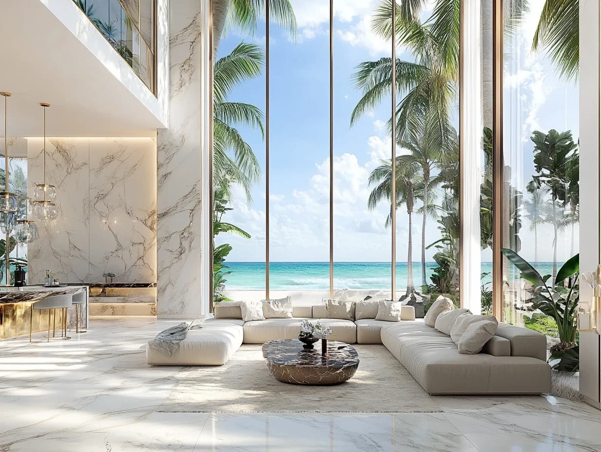 Luxury Miami waterfront villa with private yacht dock and infinity pool
